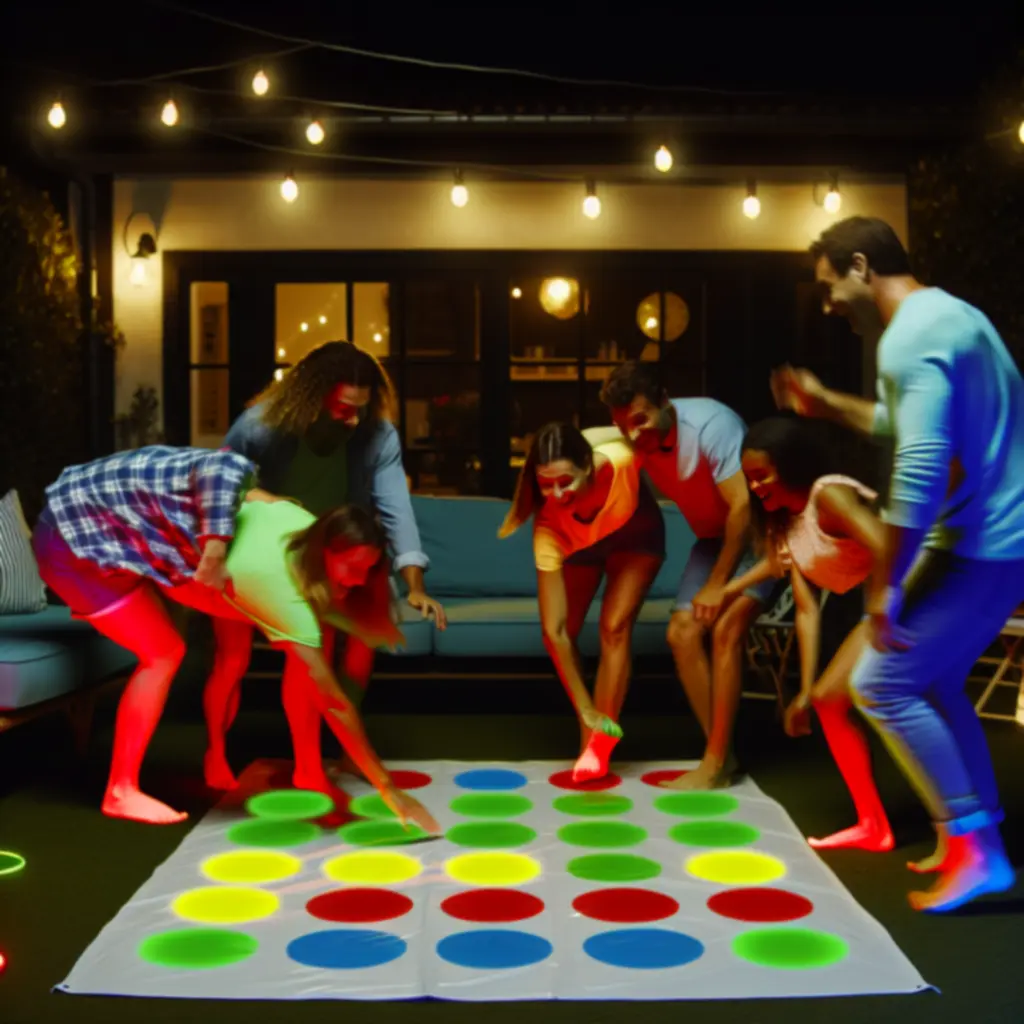 Foszforeszkáló, sötétben világító Zone Twister játék esti fényekkel