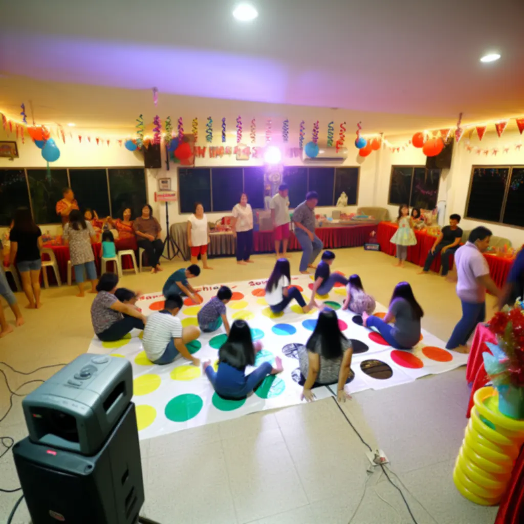 Zenei Zone Twister party, gyerekek és szülők táncolnak és játszanak