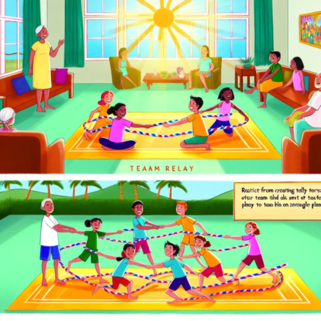 Csapatváltó Zone Twister játék közben, vidám gyerekek és felnőttek